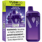 Vuse GO 8000 disposable vape device with packaging on a white background